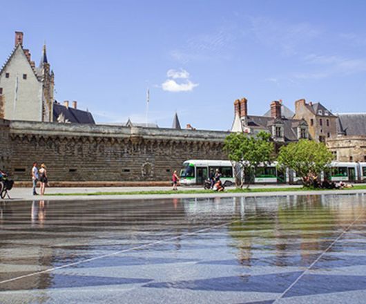 Vue sur le miroir d'eau et le Château des Ducs à Nantes 