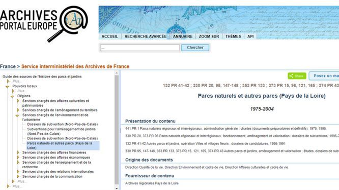 capture écran du site Archives Portal Europe